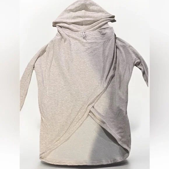 Athleta Purana Wrap Sweatshirt Hoodie Light Gray Heather Long Sleeve XS - Picture 5 of 9
